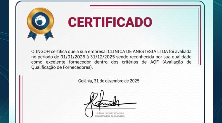 Reconhecimento que reforça nosso compromisso com a qualidade e a segurança.A Clianest foi avalia